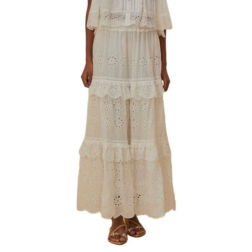 Farm Rio Womens Off-White Low Waist Maxi Skirt